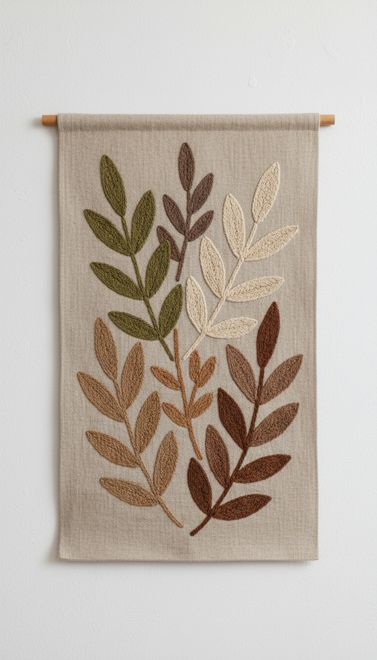 Linen Wall Hanging With Botanical Motif