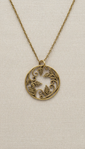 Brass Pendant Necklace Botanical Silhouette
